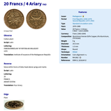 1970 Madagascar 20 Francs coin pendant zebu bull horns Antananarivo African island Malagasy Analamazoatra Reserve wildlife tourism n002988