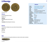 1991 Germany Deutschland 5 Pfennig coin pendant oak seedling Berlin German blossom flower gardener planting tree n000405