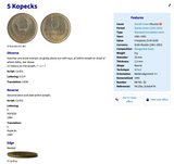 1974 UdSSR Sowjetunion CCCP kommunistisches Russland 5 Kopeken Münze Anhänger Moskau Sotschi Sankt Petersburg Jekaterinburg KasanvSotschi Rossiya Lenin Stalingrad Marx Bolschewiken Roter Platz Kreml Hammer Sichel n000809