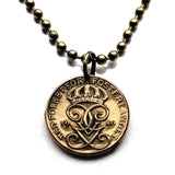 1936 Sweden Sverige 1 Ore coin pendant necklace jewelry initial G Swedish 3 crowns Tre Kroner Stockholm Uppsala Malmo Swedes Gothenburg Vasteras Helsingborg Norrkoping Nordic Scandinavian Viking Norse Baltic n000385