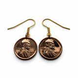 USA Penny One 1 Cent coin drop dangle earrings Abraham Lincoln wheat penny District of Columbia New York California Americana Kentuckian e000659