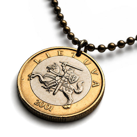 2009 Lithuania Lietuva 2 Litai coin pendant Vytis horse armored knight Vilnius Vityaz Marijampolė Jonava Utena Curonian Samogitia n000312