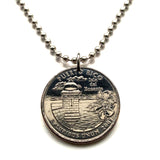 2009 USA Quarter coin pendant sentry box Old San Juan Castillo San Felipe del Morro San Cristóbal Isla de Encanto Boricua Ponce Santurce Ballajá Catedral Marina Mercado San Cristóbal San Francisco Canas Toa Alta Baja Carolina Trujillo Alto n003780