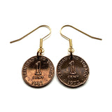 1967 Trinidad and Tobago 1 Cent coin earrings jewelry Scarlet Ibis Cocrico Port of Spain hummingbird Arima Couva Scarborough Soca Rapso steelpan Point Fortin Diego Martin Trinbagonian caribbean island e000069