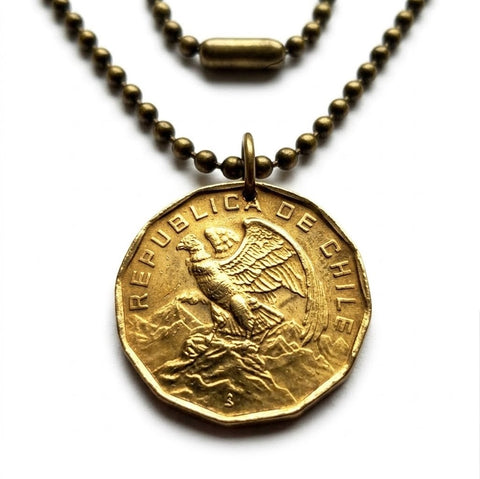 1974 Chile 100 Escudos coin pendant cóndor Andino Chileno Santiago Araucanía Iquique Rancagua La Pintana Rancagua Coquimbo Temuco n000557