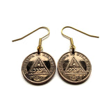 Nicaragua 1 Centavo coin earrings escudo piramide triangulo Nicaraguense pyramid gorro frigio Phrygian cap volcanoes Nicoyas Pinolero Managua León Masaya Matagalpa Tipitapa Chinandega Centro América Jinotega Granada Estelí e000597