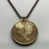 1965 Chile 10 Centimos coin pendant necklace condor Chileno Santiago Antofogasta Rancagua Coquimbo Temuco Andes Tarapacá k000019
