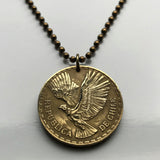 1965 Chile 10 Centimos coin pendant necklace condor Chileno Santiago Antofogasta Rancagua Coquimbo Temuco Andes Tarapacá k000019