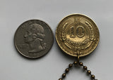 1965 Chile 10 Centimos coin pendant necklace condor Chileno Santiago Antofogasta Rancagua Coquimbo Temuco Andes Tarapacá k000019