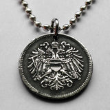 1918 Austria Österreich 20 Heller coin pendant necklace jewelry Austrian double headed eagle Austro Hungarian empire Habsburg Vienna Salzburg Graz Linz Innsbruck Villach Tyrol Styria Wels Sankt Pölten Carinthia Sölden Alps n000732