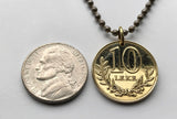 Albania Shqipëri 10 Leke moneda colgante collar Kalaja Beratit castillo ciudadela fortaleza Mangalem Gorica Osum Skrapar Ilirios Tirana Vlorë Elbasan Shkodër Fier Korçë Lushnjë Pogradec Kavajë Gjirokastër Sarandë Gheg Tosk Shqiptar Laç Kukës n002083