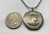 1985 Kenya 5 Shillings coin pendant Kenyan lions Nairobi East African shield Bantu Kikuyu Luhya Kalenjin Kiswahili Lamu KANU safari n001547