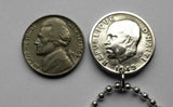 1949 Haiti 10 Centimes coin pendant necklace jewelry Haitian flags cannons palm tree Port-au-Prince Cap-Haïtien Carrefour Delmas Pétion-Ville Port-de-Paix Croix des Bouquets Jacmel Citadelle Laferrière French Léogâne n001270