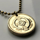 2001 Northern Ireland United Kingdom 1 Pound coin pendant Irish Celtic cross British harp Belfast Derry Saint Patrick's Saltire n002570