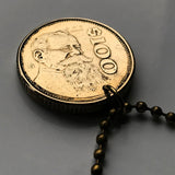 Mexico 100 Pesos coin pendant aguila Mexicana Ecatepec Juárez Culiacán Jalisco Cuernavaca Oaxaca Tijuana Veracruz Toluca Chiapas Pachuca Guadalajara Morelia Hidalgo Yucatán Monterrey Puebla Cancún León Aztecas Acapulco Durango Zócalo n002736
