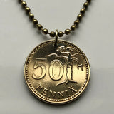 1963 Finland Suomi 50 Pennia coin pendant necklace jewelry Finnish lion Helsinki Finns Finnic Espoo Tampere Vantaa Oulu Turku Jyväskylä Nordic Baltic Lahti Ostrobothnia Porvoo Rovaniemi Uusimaa Kuopio Savonlinna Mikkeli Lappeenranta Bothnia n000692