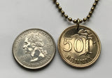 1963 Finland Suomi 50 Pennia coin pendant necklace jewelry Finnish lion Helsinki Finns Finnic Espoo Tampere Vantaa Oulu Turku Jyväskylä Nordic Baltic Lahti Ostrobothnia Porvoo Rovaniemi Uusimaa Kuopio Savonlinna Mikkeli Lappeenranta Bothnia n000692