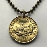 Albania Shqipëri 10 Leke coin pendant necklace Kalaja Beratit castle citadel fortress Mangalem Gorica Osum Skrapar Illyrians Tirana Vlorë Elbasan Shkodër Fier Korçë Lushnjë Pogradec Kavajë Gjirokastër Sarandë Gheg Tosk Shqiptar Laç Kukës n002083