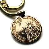 2008 United States 1 Dollar coin keychain pendant Statue of Liberty New York City Ellis Island New York Harbor Hudson River Madison Square Battery Park South Street seaport Manhattan Times Square 42nd Brooklyn Queens Bronx New Jersey 5th Avenue n003046