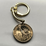 2008 United States 1 Dollar coin keychain pendant Statue of Liberty New York City Ellis Island New York Harbor Hudson River Madison Square Battery Park South Street seaport Manhattan Times Square 42nd Brooklyn Queens Bronx New Jersey 5th Avenue n003046