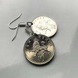 1992 England United Kingdom Great Britain 10 Pence coin earrings English lion London Manchester Birmingham Southampton Sheffield Liverpool Leeds Nottingham Bristol Newcastle Yorkshire Reading Portsmouth Leicester Norwich Canterbury Coventry Kent e000323