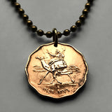 1956 Sudan 2 Milliemes coin pendant necklace jewelry Sudanese camel postman Khartoum Bahri Kerma El-Gadarif Al-Fashir Shendi Wau Africa arabic Islamic n002254