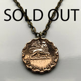 1944 Ethiopia 25 Santeem coin pendant Lion of Judah Haile Selassie Addis Ababa Rastafari Jewish tribe Adama African Abyssinian lion Oromo people Amharas Solomonic Lalibela Zion WWII era n000618