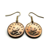 Taiwan Republic of China ROC Formosa 1 New Dollar coin earrings jewelry Chiang Kai-shek military leader Sun Yat-sen Kuomintang sun Taipei Xinhai Revolution Blue Sky White Sun Hokkien Taichung Kaohsiung Banqiao Chinese Tainan Hsinchu Keelung Chiayi e000546