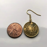 1999 Spain España 10 Euro Cents coin earrings jewelry Miguel de Cervantes Spanish writer literature Don Quixote Castilla La Mancha Los Canónigos puente de San Pablo Cuenca Toledo Consuegra Casas Colgadas Tilting at windmills e000577