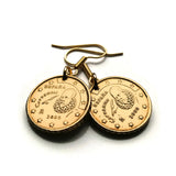 1999 Spain España 10 Euro Cents coin earrings jewelry Miguel de Cervantes Spanish writer literature Don Quixote Castilla La Mancha Los Canónigos puente de San Pablo Cuenca Toledo Consuegra Casas Colgadas Tilting at windmills e000577