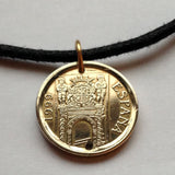 1999 Spain 5 Pesetas coin pendant Murcia gate Palace of the Garden of the Bombs La Alberca Cabezo de Torres San Benito water wheel n000639