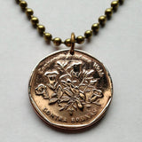 1994 Cape Verde Cabo Verde 5 Escudos coin pendant Contra Bruxas flower flora Campanula jacobaea Praia Santiago Fogo Brava São Vicente n000683