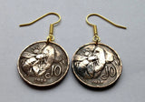 Italy 10 Centesimi coin earrings honey bee Bumble bee Rome Milan Pisa Siena Trieste Matera Tuscany Parma Ancona Ferrara beehive e000712