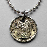 1940 Chile 10 Centavos coin pendant necklace condor Andino Santiago Concepcion Viña del Mar Mapuche Valparaiso Atacama Valdivia Antofagasta Rancagua Coquimbo Temuco Tarapaca Patagonia n000722