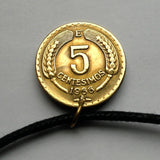 1966 Chile 5 Centesimos coin pendant necklace Chilean Andean Condor Santiago Concepcion Viña del Mar Mapuche Valparaiso Atacama Valdivia Antofagasta Rancagua Coquimbo Temuco Tarapaca Patagonia n000555