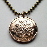 1994 Cape Verde Cabo Verde 5 Escudos coin pendant Contra Bruxas flower flora Campanula jacobaea Praia Santiago Fogo Brava São Vicente n000683