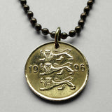 1992 Estonia Eesti 20 Senti coin pendant 3 blue lions riigivapp Tallinn Tartu Narva Parnu Kohtla Jarve Viljandi Maardu Rakvere Voru n001627