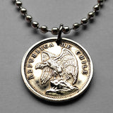 1940 Chile 10 Centavos coin pendant necklace condor Andino Santiago Concepcion Viña del Mar Mapuche Valparaiso Atacama Valdivia Antofagasta Rancagua Coquimbo Temuco Tarapaca Patagonia n000722