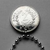 1984 Costa Rica 2 Colones coin pendant escudo Costarricense San Jose Puerto Limón Alajuela Liberia Puntarenas San Vicente Barranca ticos América Central Heredia Cinco Esquinas Desamparados Tamarindo Arenal Cartago Puntarenas Cocos Poás Nicoya n001662