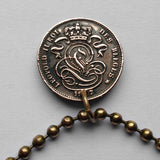 1902! Belgium 1 Centime coin pendant necklace Belgian lion Leopold First King of the Belgians Brussels Antwerp Bruges Ghent Liège Mons Flanders Flemish Hasselt Kortrijk Ostend Ypres Dinant Ardennes n001747