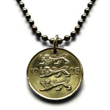 1992 Estonia Eesti 20 Senti coin pendant 3 blue lions riigivapp Tallinn Tartu Narva Parnu Kohtla Jarve Viljandi Maardu Rakvere Voru n001627