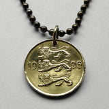 1992 Estonia Eesti 20 Senti coin pendant 3 blue lions riigivapp Tallinn Tartu Narva Parnu Kohtla Jarve Viljandi Maardu Rakvere Voru n001627