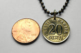 1992 Estonia Eesti 20 Senti coin pendant 3 blue lions riigivapp Tallinn Tartu Narva Parnu Kohtla Jarve Viljandi Maardu Rakvere Voru n001627