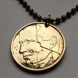 1986 Belgium Belgique 5 Francs coin pendant Belgian king Baudouin I Brussels Bruges Ghent Mechelen High Fens Flanders Flemish French n001246
