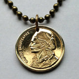 1980 Greece Hellas 50 Lepta coin pendant Klepht Markos Botsaris Souliot general Greek War of Independence national hero Ottoman War Hellenic Athens Sparta Thessaloniki Patras Larissa Crete n000535