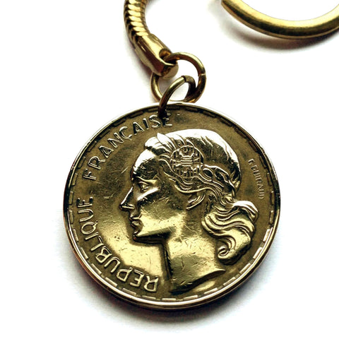 1951 France50 Francs coin keychain or pendant Marianne Liberty Paris Lyon Lille Nice Metz Rennes Reims Avignon Saint-Étienne Le Havre Carcassonne k000009