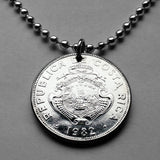 1984 Costa Rica 2 Colones coin pendant escudo Costarricense San Jose Puerto Limón Alajuela Liberia Puntarenas San Vicente Barranca ticos América Central Heredia Cinco Esquinas Desamparados Tamarindo Arenal Cartago Puntarenas Cocos Poás Nicoya n001662