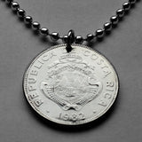 1984 Costa Rica 2 Colones coin pendant escudo Costarricense San Jose Puerto Limón Alajuela Liberia Puntarenas San Vicente Barranca ticos América Central Heredia Cinco Esquinas Desamparados Tamarindo Arenal Cartago Puntarenas Cocos Poás Nicoya n001662