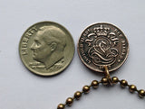 1902! Belgium 1 Centime coin pendant necklace Belgian lion Leopold First King of the Belgians Brussels Antwerp Bruges Ghent Liège Mons Flanders Flemish Hasselt Kortrijk Ostend Ypres Dinant Ardennes n001747