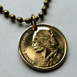 1980 Greece Hellas 50 Lepta coin pendant Klepht Markos Botsaris Souliot general Greek War of Independence national hero Ottoman War Hellenic Athens Sparta Thessaloniki Patras Larissa Crete n000535